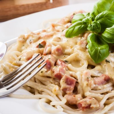 Spaghetti nach Carbonara Art