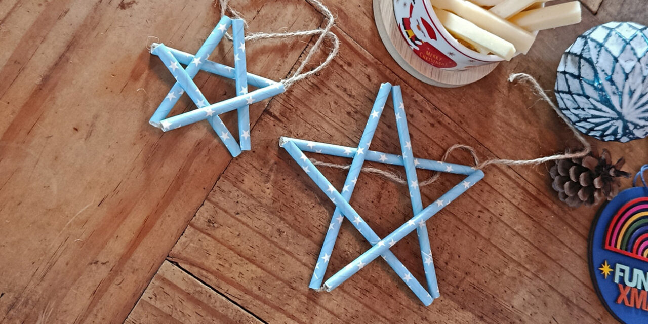 Basteln im Advent: Bunte Strohhalm-Sterne